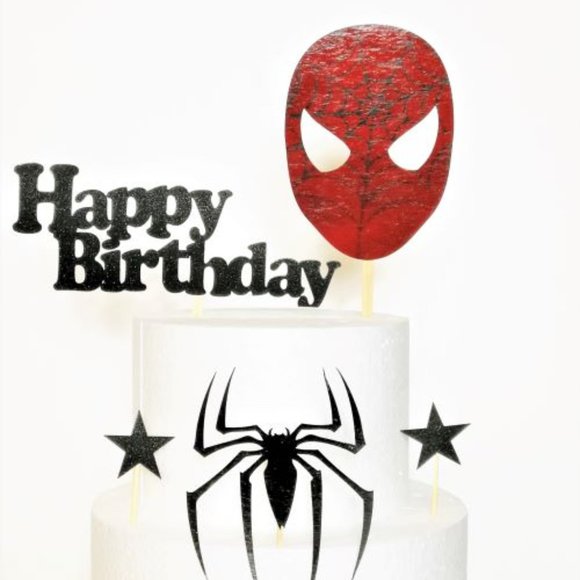 Set of 5 Happy Birthday Spiderman Inspired Topper - Picture 2 of 4